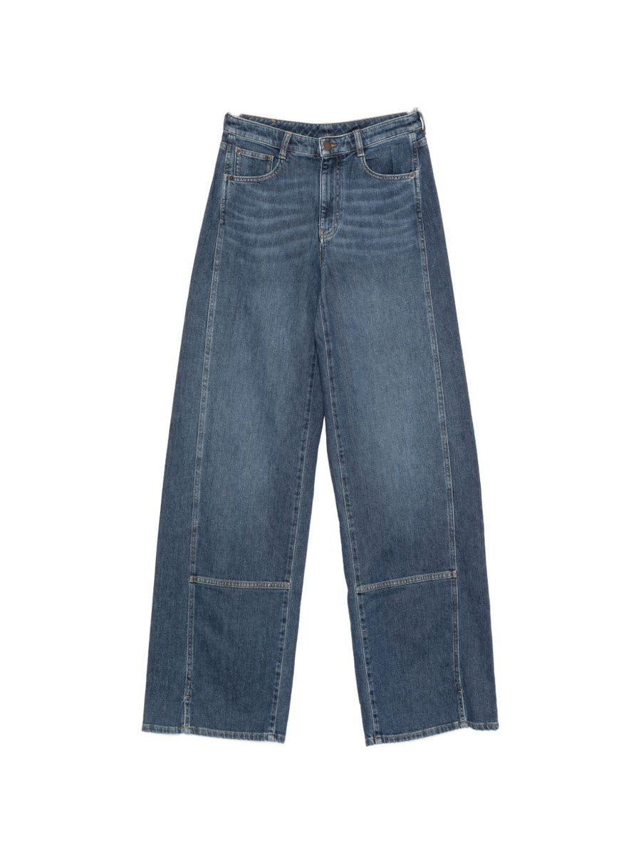 Emporio Armani Wide-Leg Denim Jeans — Navy