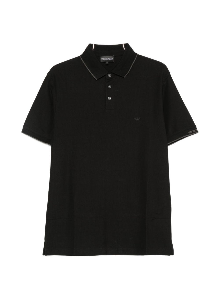 Emporio Armani Cotton Piqué Polo Polo Shirt — Black