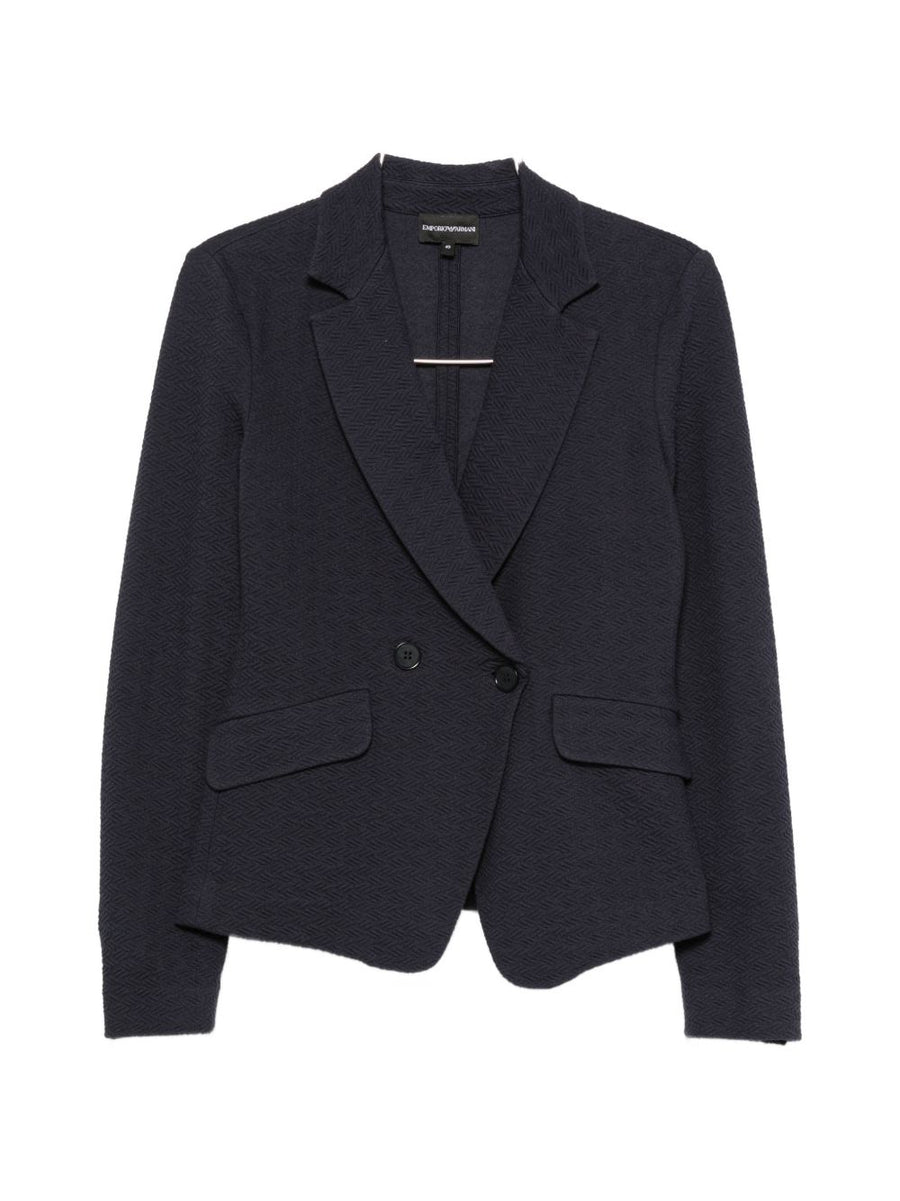Emporio Armani Textured Cotton Blazer — Navy