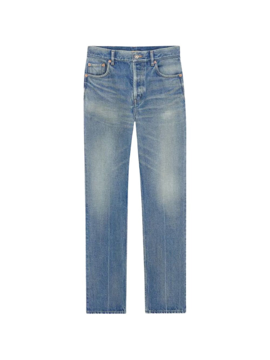 Saint Laurent Straight-Leg Denim Jeans — Blue