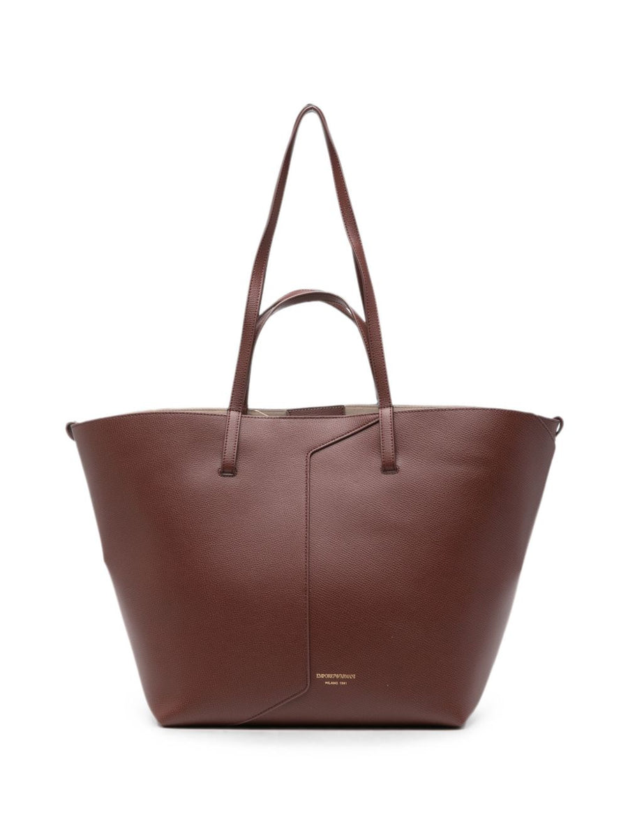 Emporio Armani Leather Tote Bag — Brown