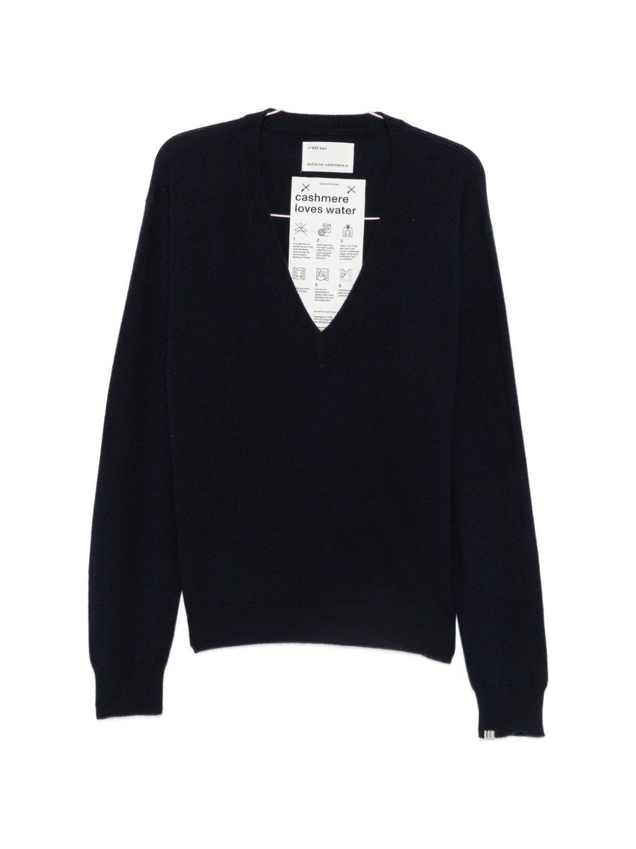 extreme cashmere Cashmere V-Neck Sweater — Navy