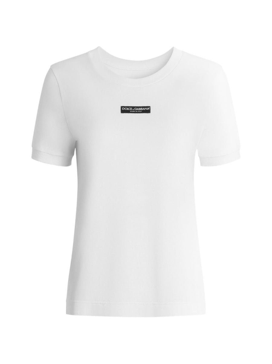 Dolce & Gabbana Logo-Embroidered Cotton T-Shirt — White