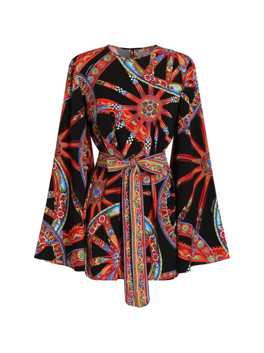 Dolce & Gabbana Silk Printed Dress — Black