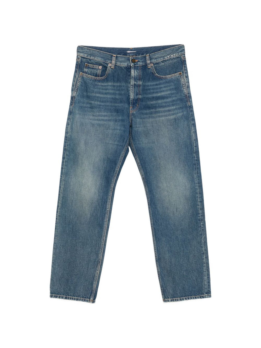 Saint Laurent Straight-Leg Denim Jeans — Navy