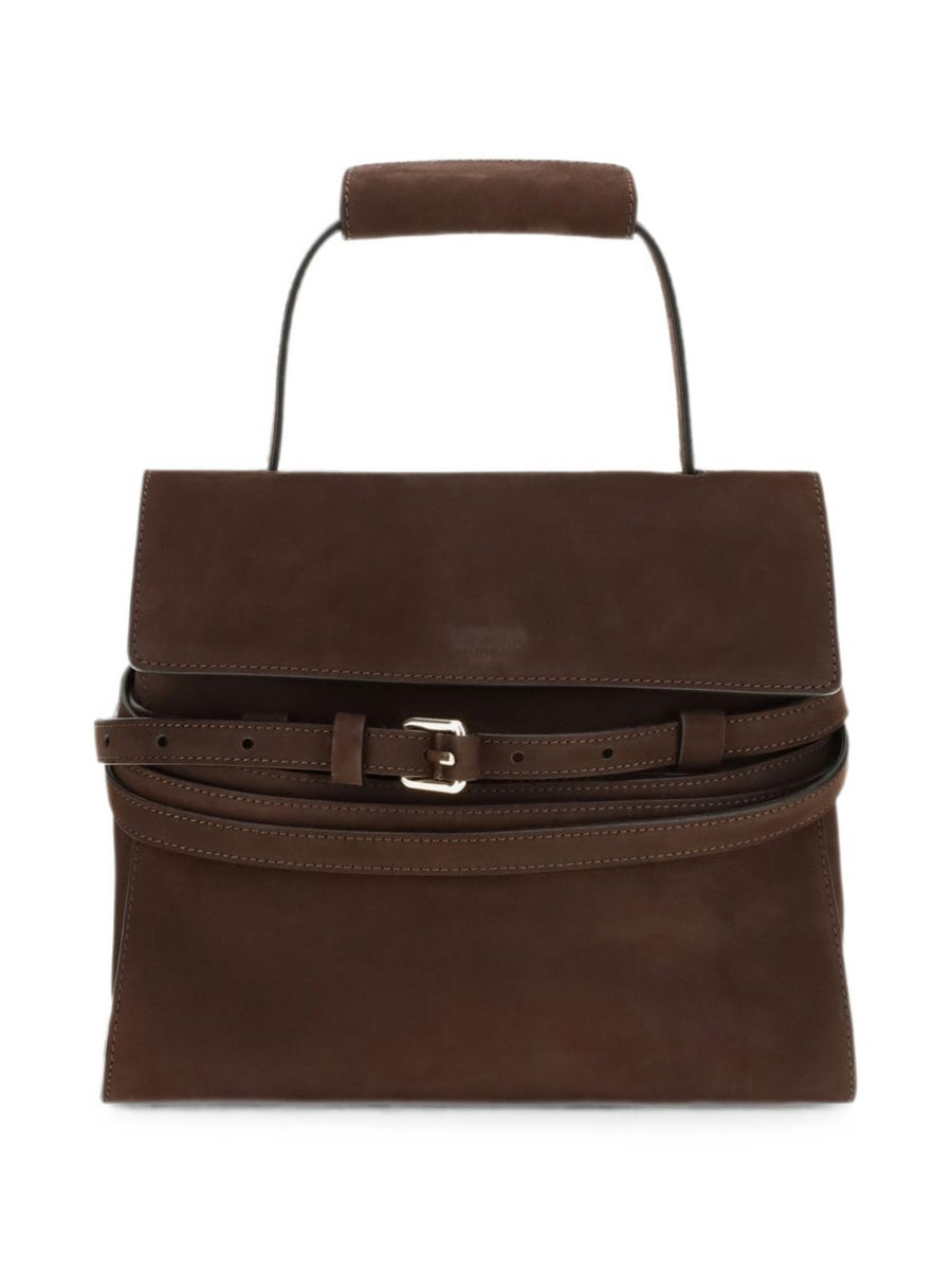 Moschino Tie Me Top Handle Bag — Brown