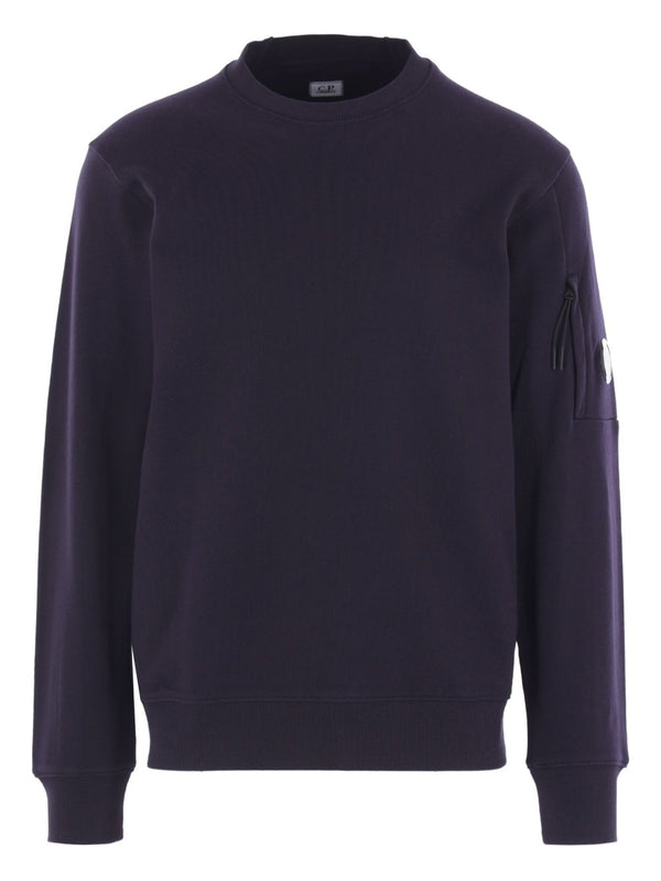 C.P. Company Logo-Embroidered Cotton Fleece Sweatshirt — Navy