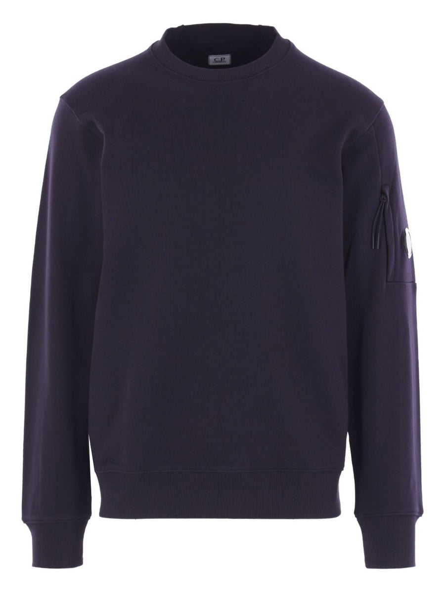 C.P. Company Logo-Embroidered Cotton Fleece Sweatshirt — Navy
