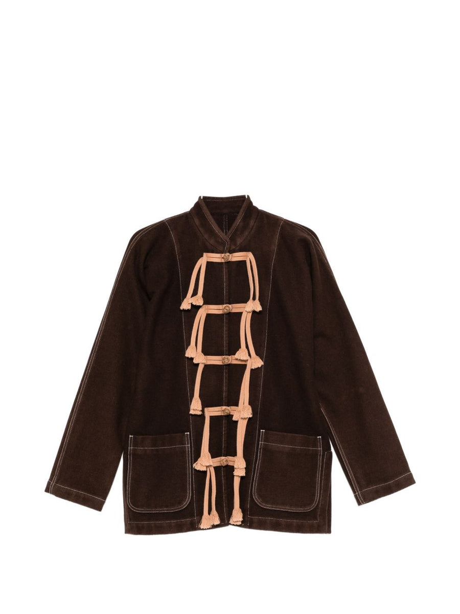 Uma Wang Rope-Trim Toggle Jacket — Brown