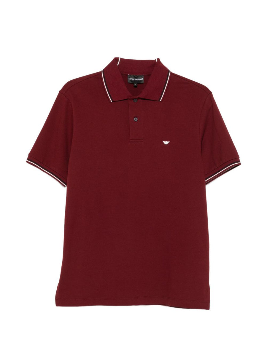 Emporio Armani Logo Cotton Polo — Burgundy