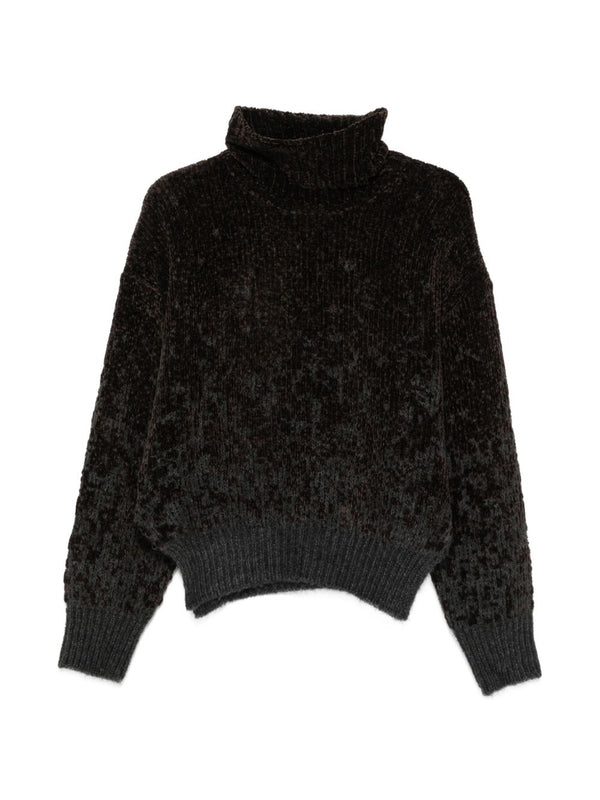 Alysi Chenille Turtleneck Sweater — Black