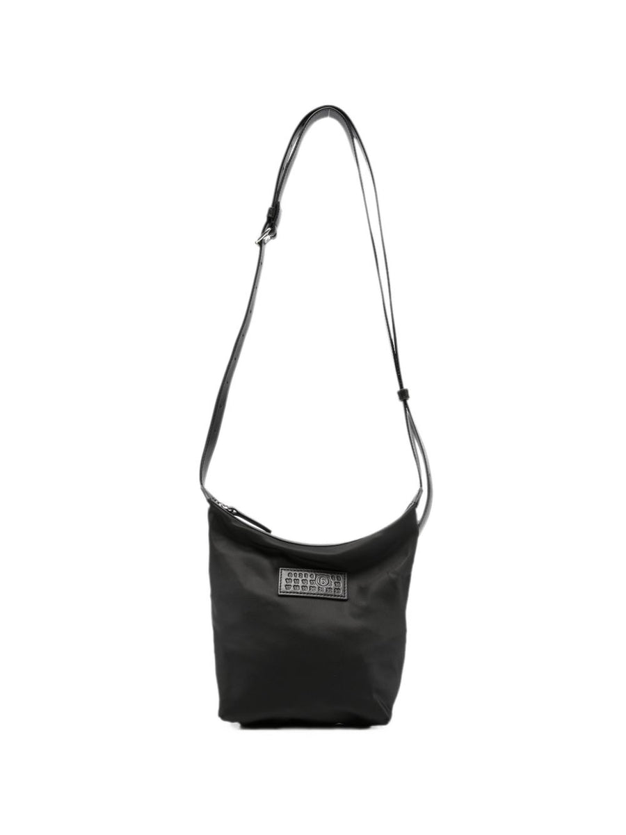 MM6 Maison Margiela Nylon with Logo Patch Crossbody Bag — Black