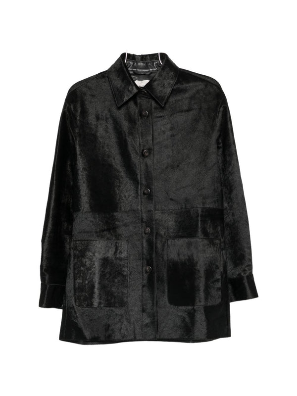 Alysi Textured Velvet Jacket — Black
