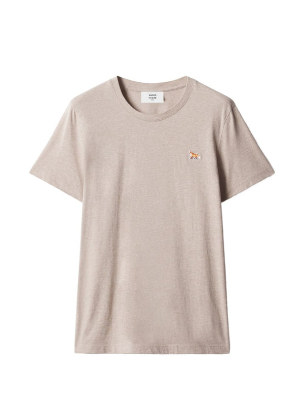 Maison Kitsuné Embroidered Fox Patch Cotton Jersey T-Shirt — Beige