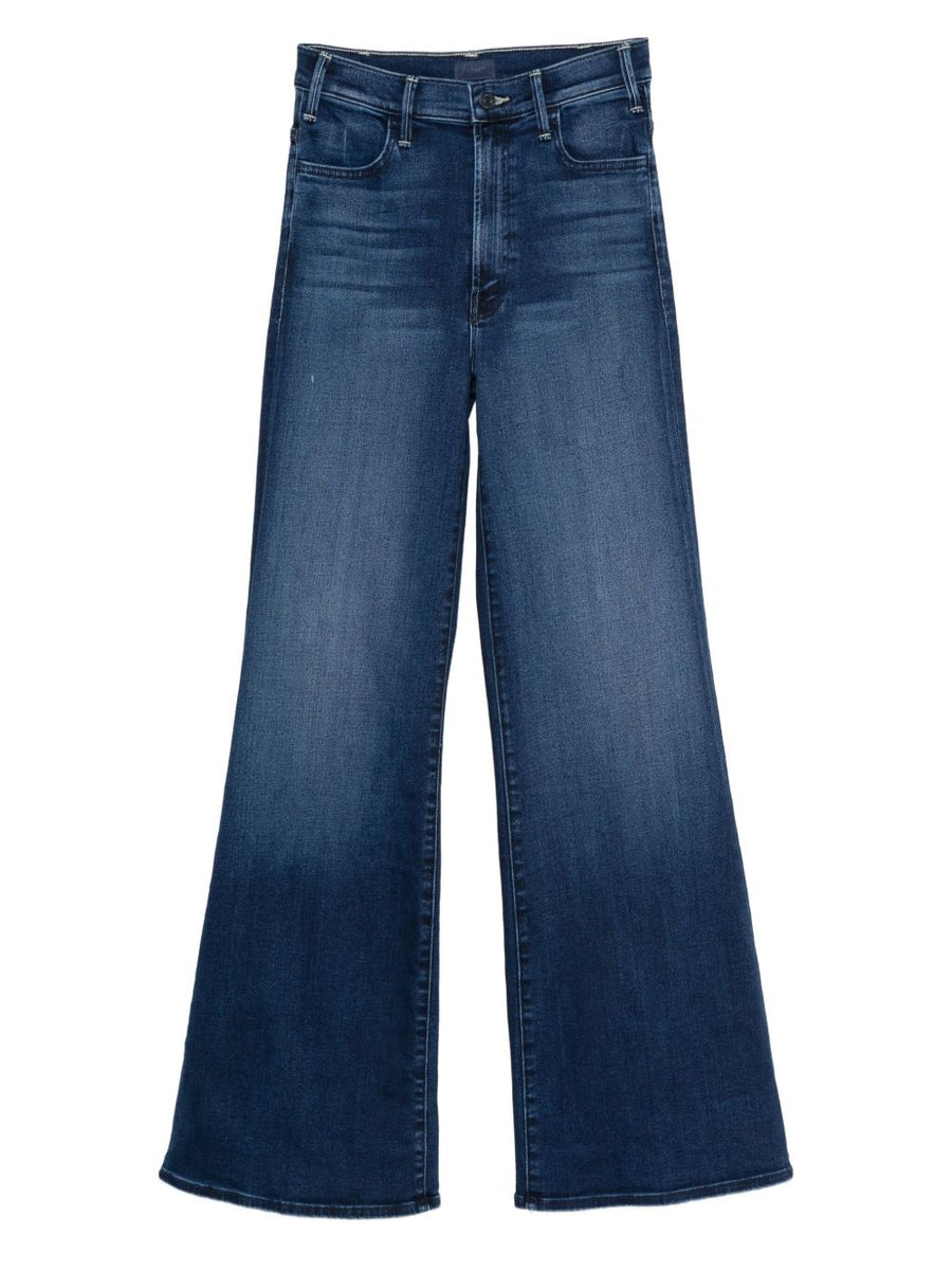 Mother Hustler Roller Sneak Jeans — Blue