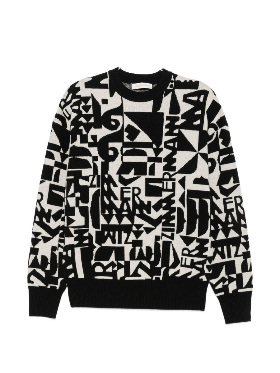 Zimmermann Intarsia Logo Knit Sweater — Black