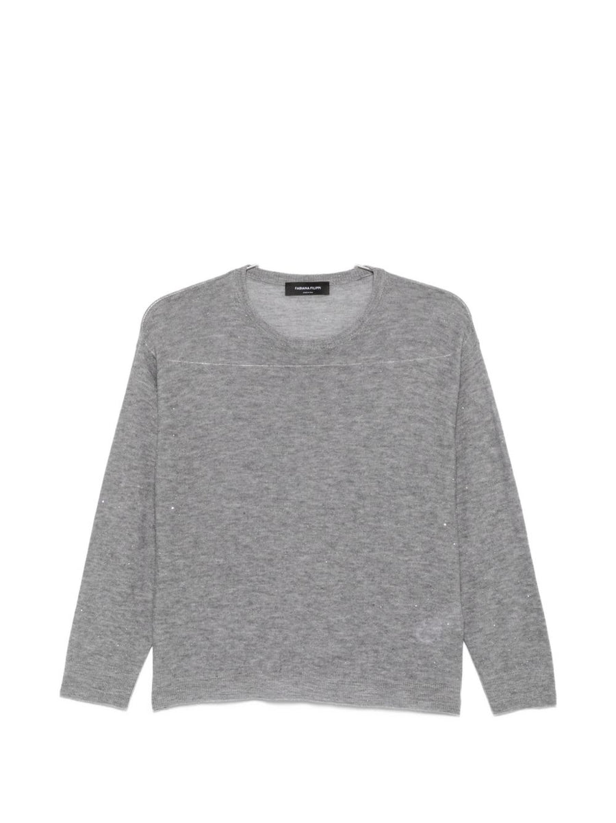 Fabiana Filippi Sequin-Embellished Wool Sweater — grey