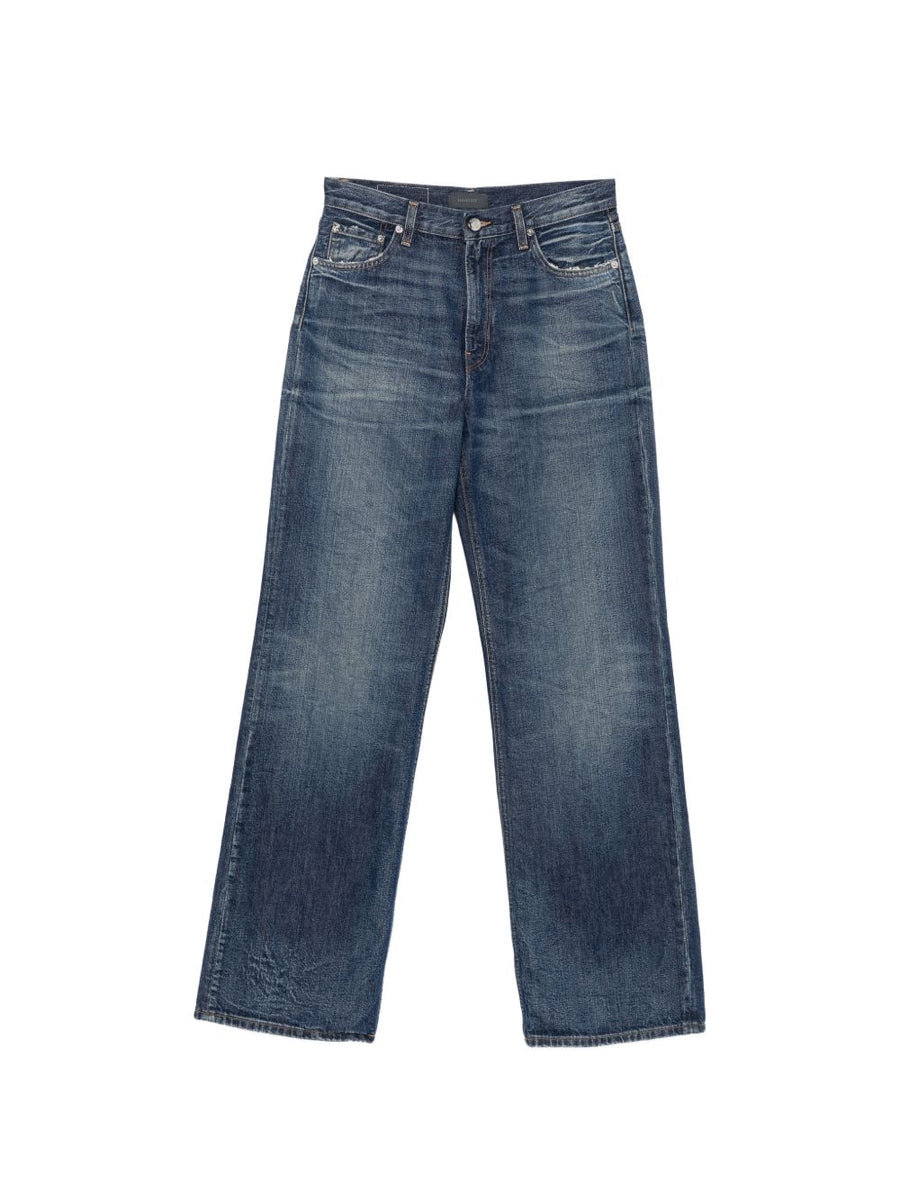 Haikure Wide-Leg Whiskered Denim Jeans — Blue