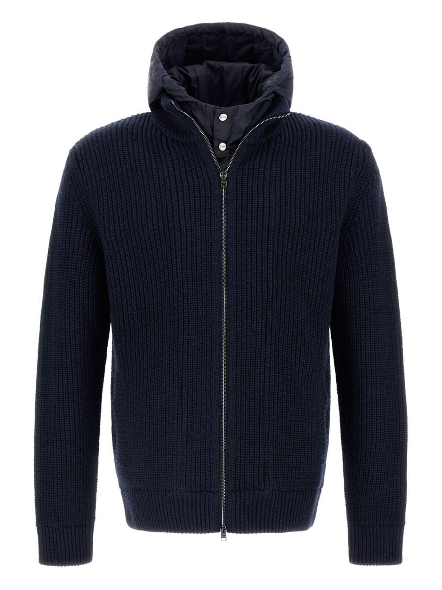 HERNO Wool-Blend Hooded Sweatshirt — Navy