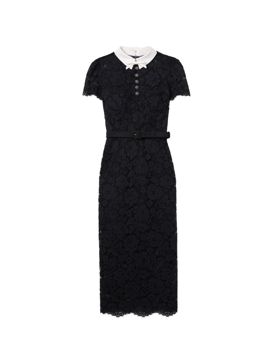 Self-Portrait Lace Collar Dress — Black