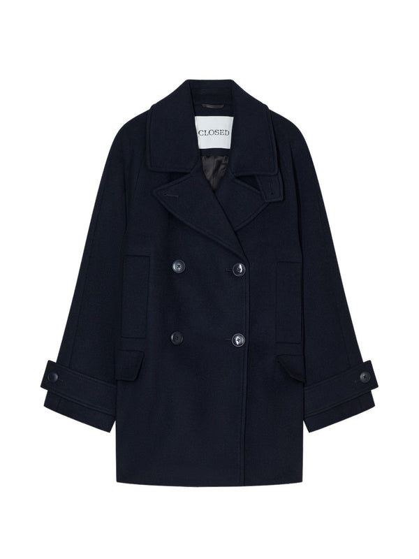 Closed Double-Breasted Wool Coat — navy