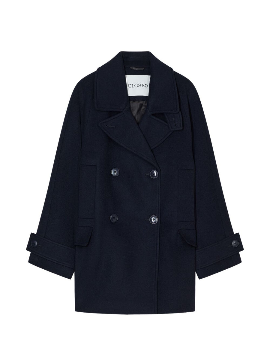 Closed Double-Breasted Wool Coat — navy