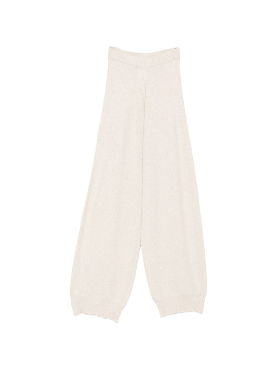 Fabiana Filippi Fine-Knit Wool Blend Trousers — Beige