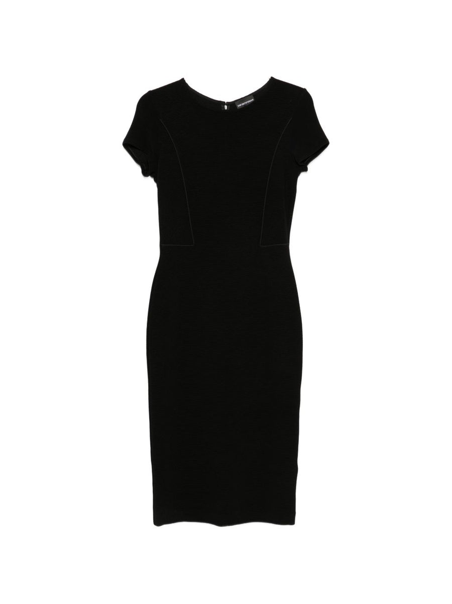 Emporio Armani Fitted Black Midi Dress — Black