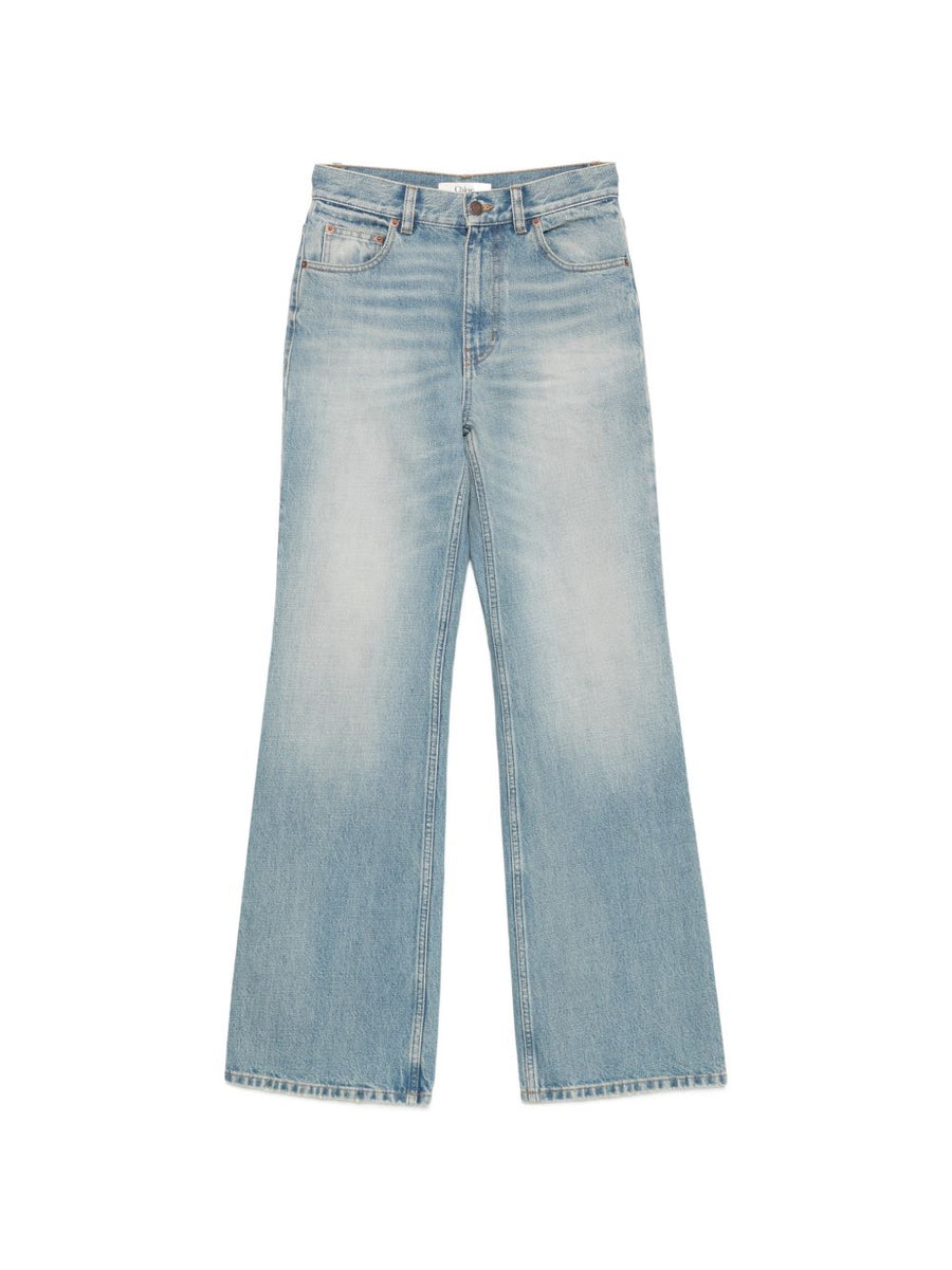 Chloé Flared Light-Wash Jeans — Light Blue