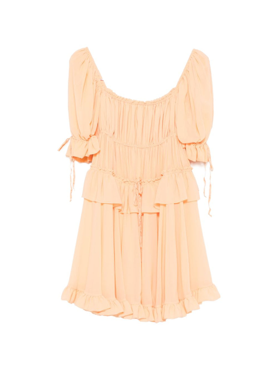 Chloé Tiered Silk Dress — Peach