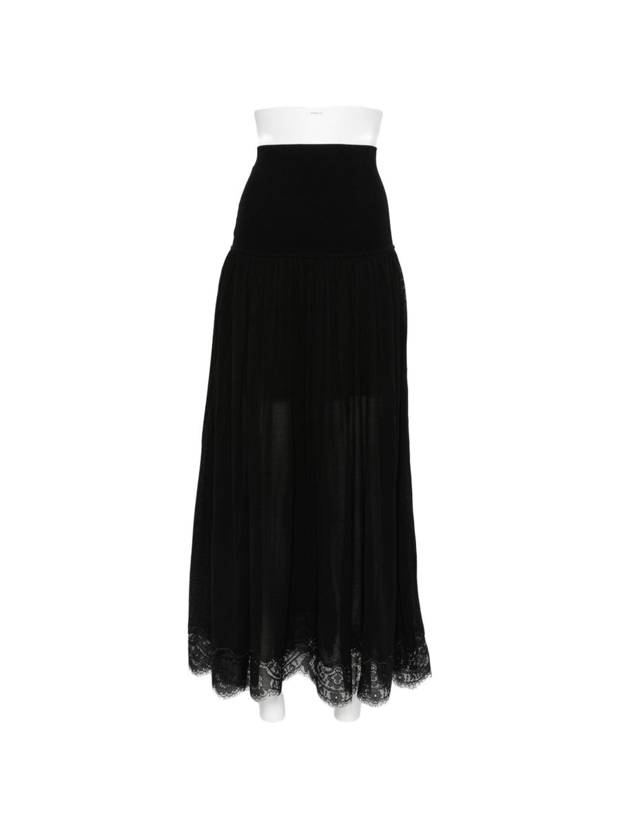 Zimmermann Pleated Lace Maxi Skirt — Black