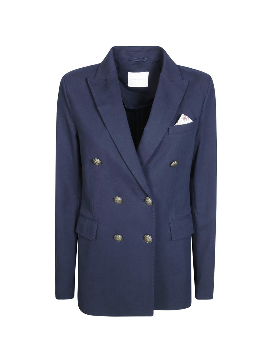 Circolo 1901 Double-Breasted Cotton Blazer — Navy