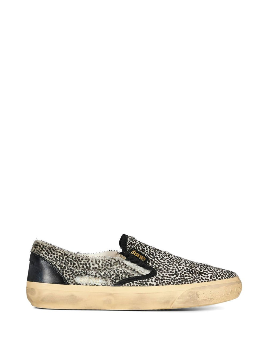 Golden Goose Leopard Print Calf Hair Sneaker — Black
