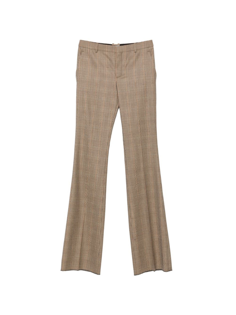 Saint Laurent Prince of Wales Check Trousers — Beige