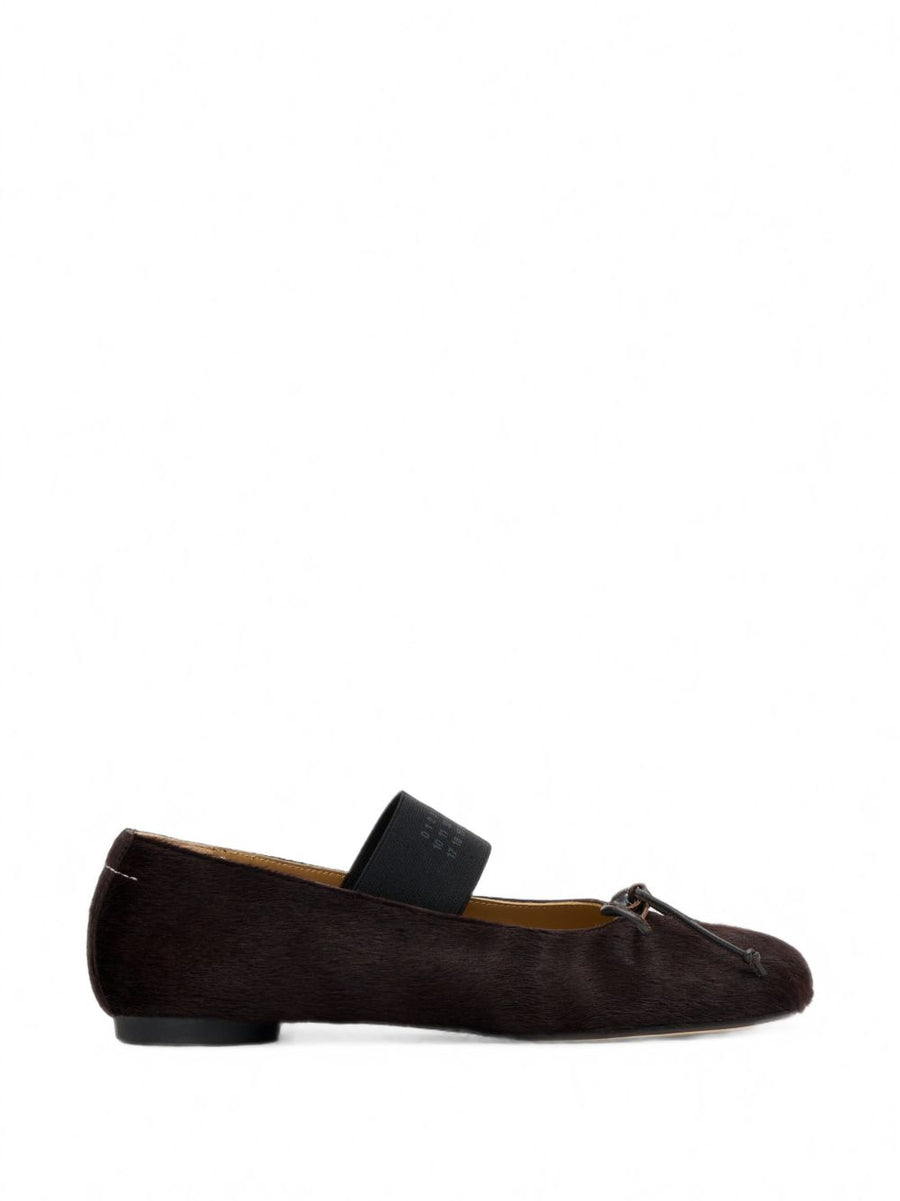 MM6 Maison Margiela Pony Hair Flat — Brown