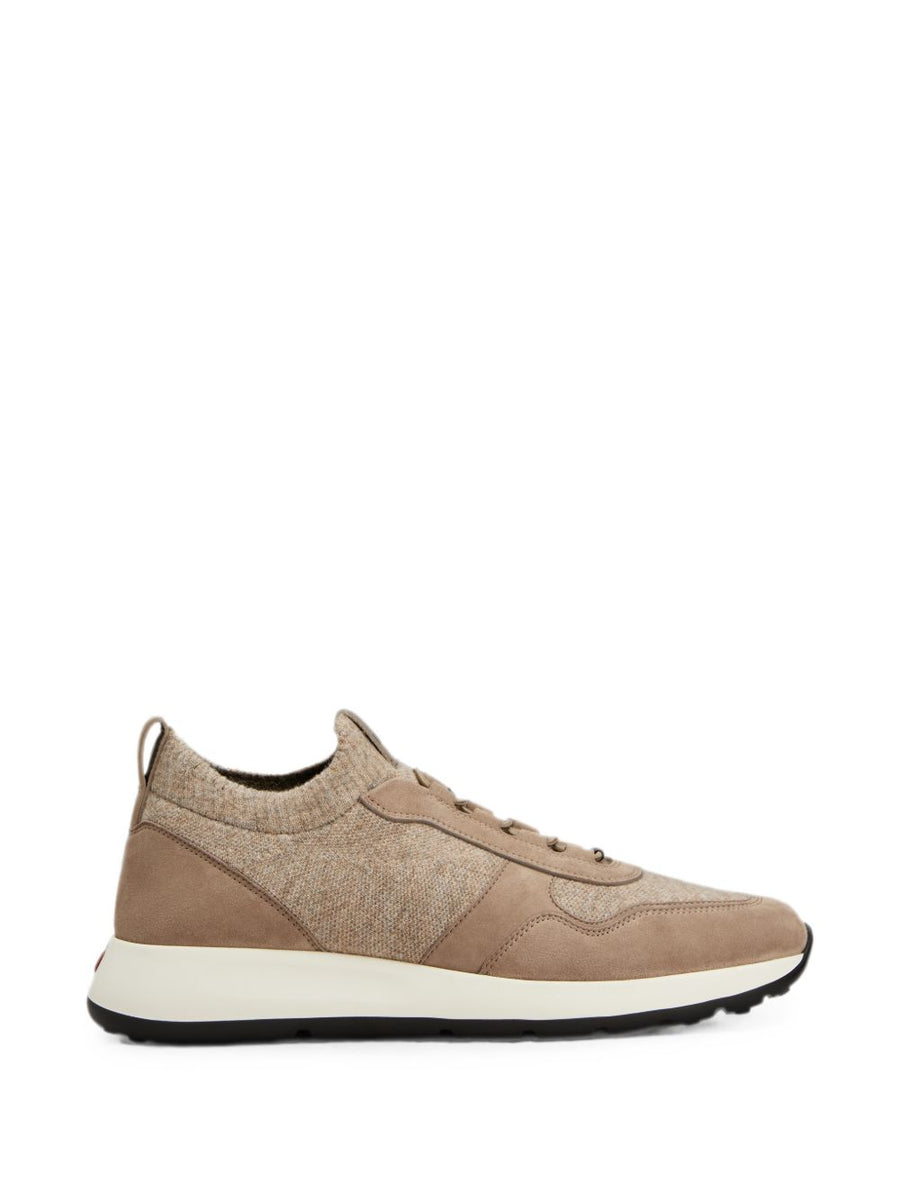 Tod'S Leather and Knit Sneaker — Beige