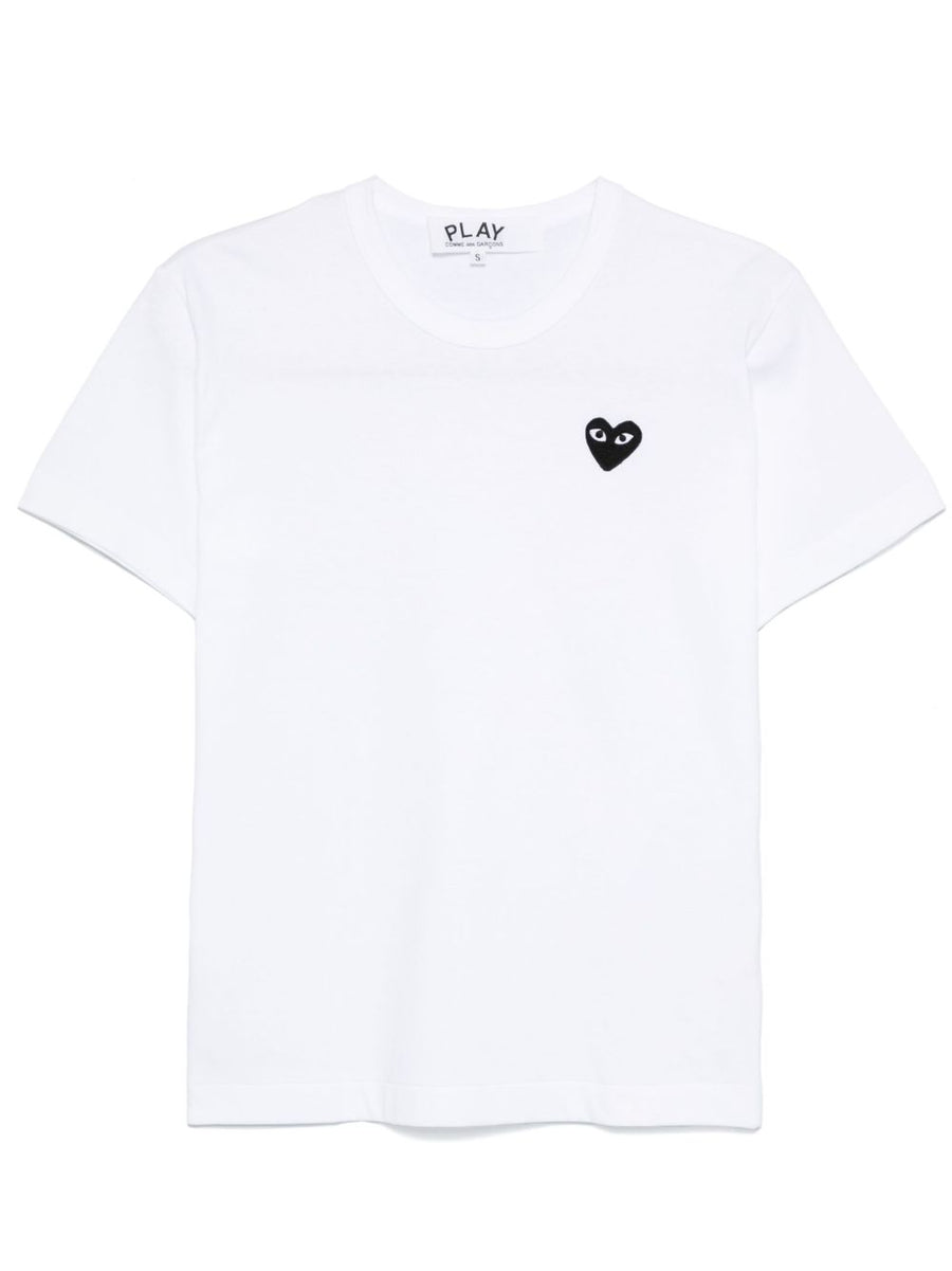 Comme Des Garcons Heart-Patch T-Shirt — White