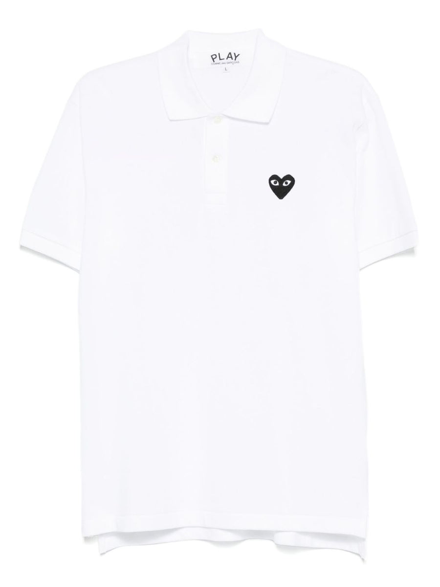 Comme Des Garcons Black Heart Embroidered Polo — White
