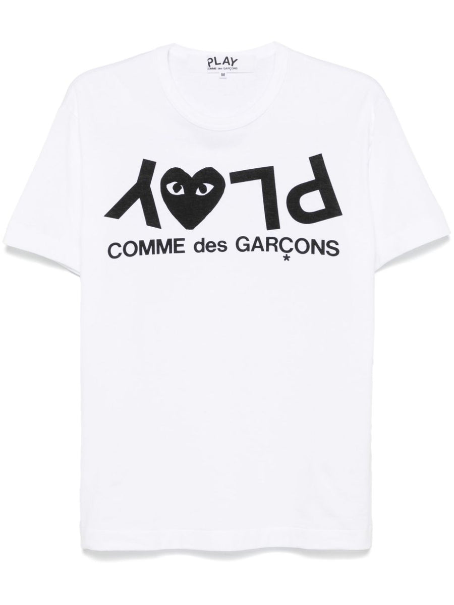 Comme Des Garcons Logo-Print Cotton T-Shirt — White