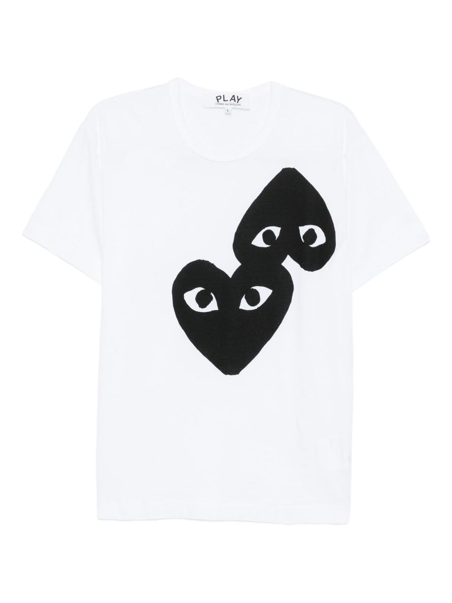 Comme Des Garcons Black Heart Graphic T-shirt — White