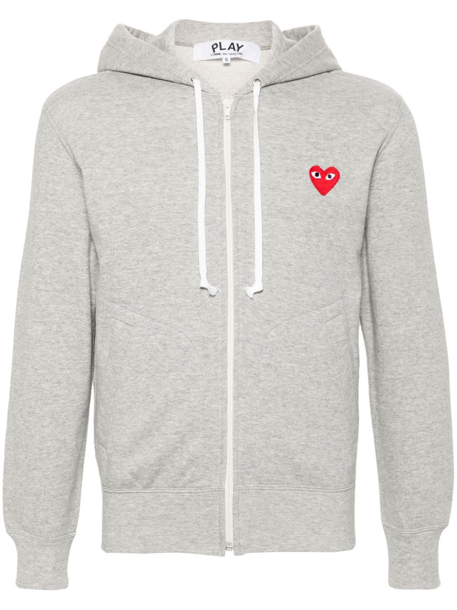 Comme Des Garcons Logo-Embroidered Cotton Hoodie — Grey
