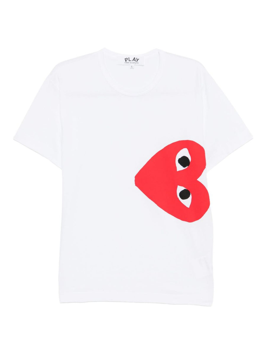 Comme Des Garcons Red Heart Graphic T-shirt — White