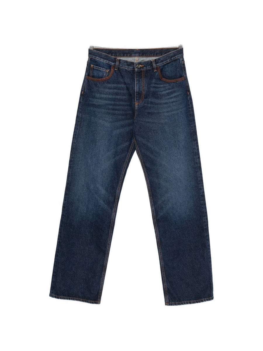 Etro Faded Cotton Jeans — Navy