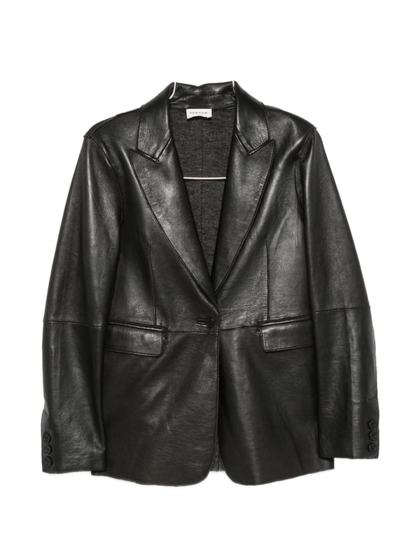 Parosh Lamb Leather Blazer — Black