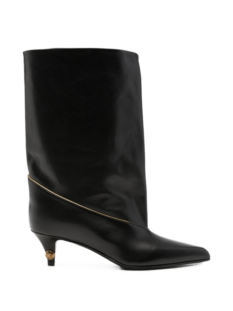 Versace Leather Heel Boot — Black
