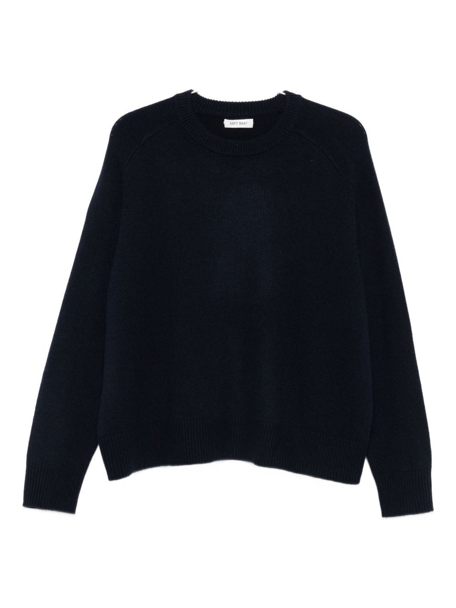 Soft Goat Wool Crewneck Sweater — Navy