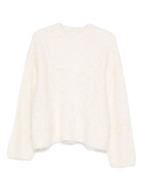 Soft Goat Wool Crewneck Sweater — Ivory