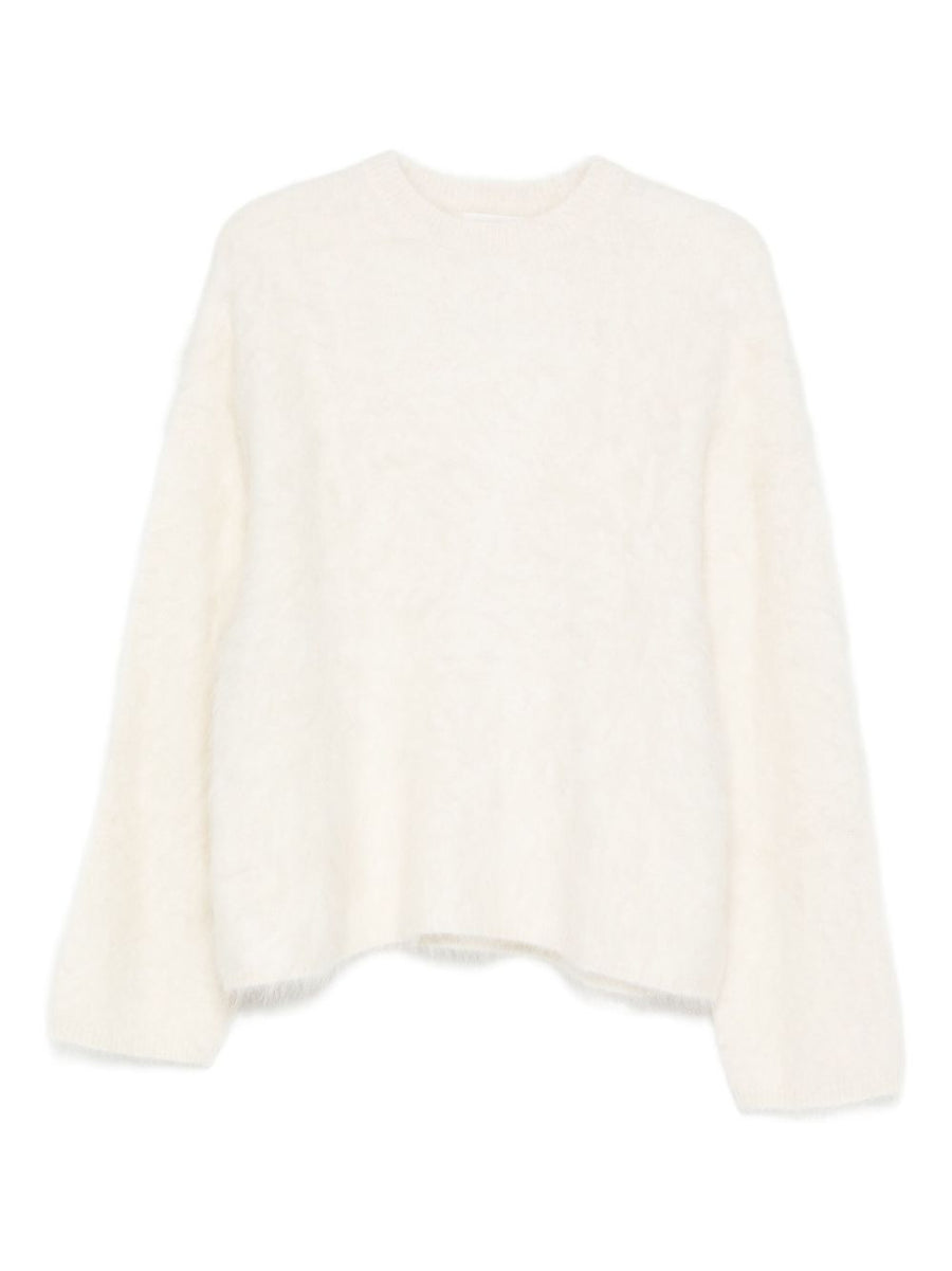 Soft Goat Wool Crewneck Sweater — Ivory