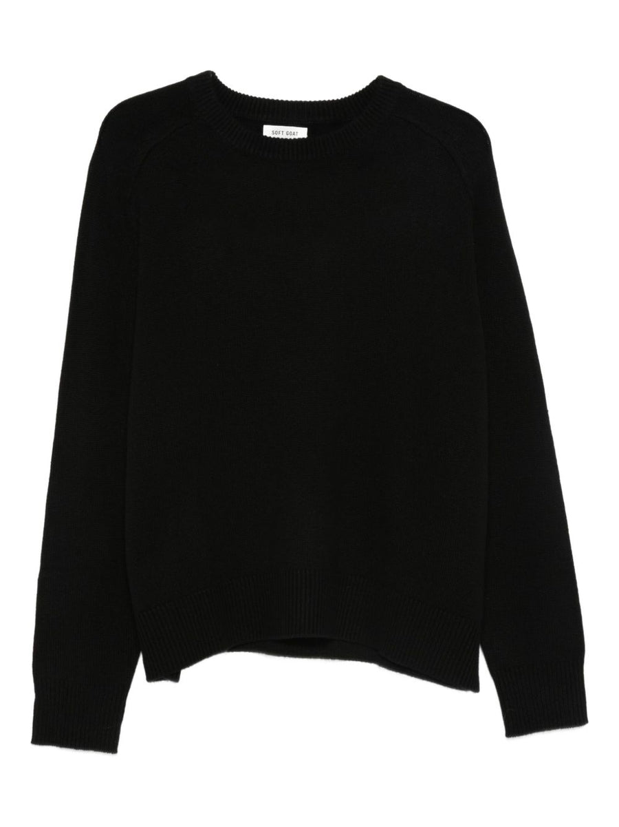 Soft Goat Wool Crewneck Sweater — Black