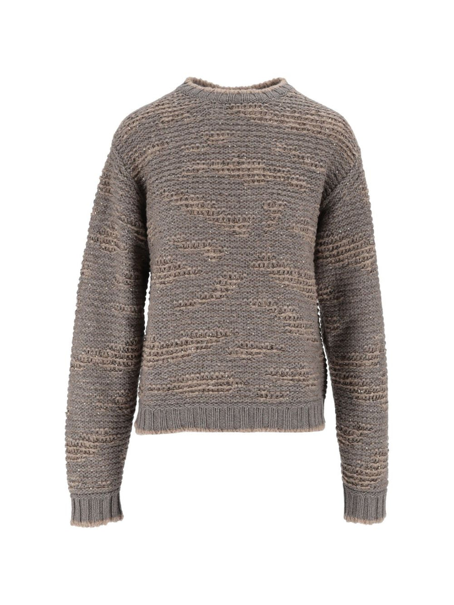 Fabiana Filippi Chunky-Knit Wool Blend Sweater — Grey